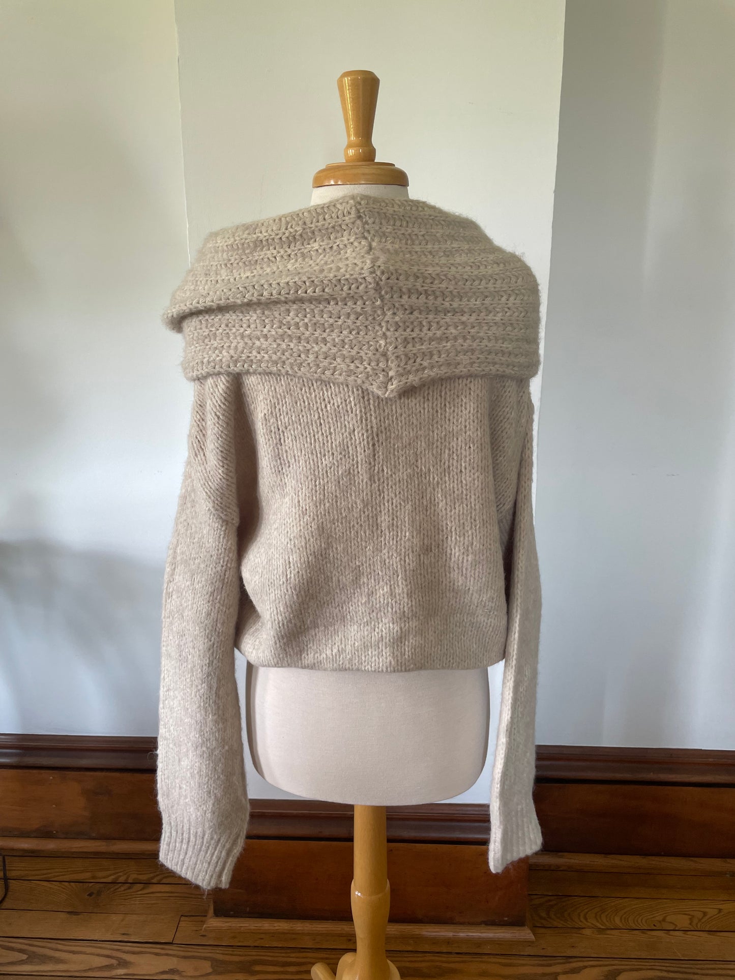 Cowl Neck Sweater-Beige