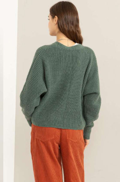 V Neck Sweater - Sage