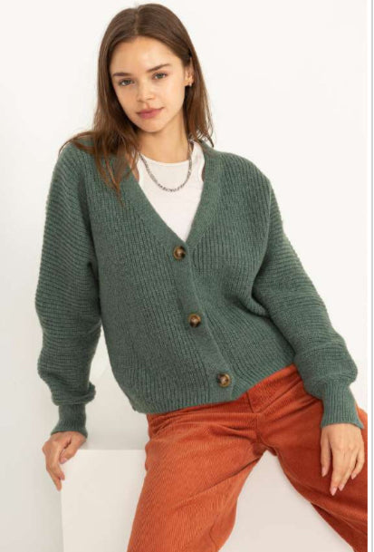 V Neck Sweater - Sage