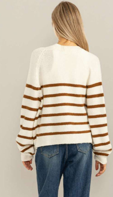 Stripe Cardigan - Camel