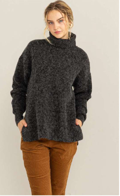 Side Split Sweater - Gray