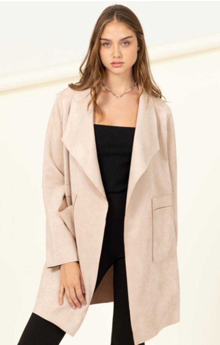 Faux Suede Jacket - Beige