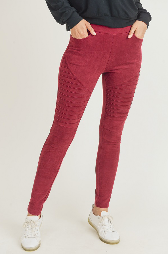 Moto Leggings - Wine