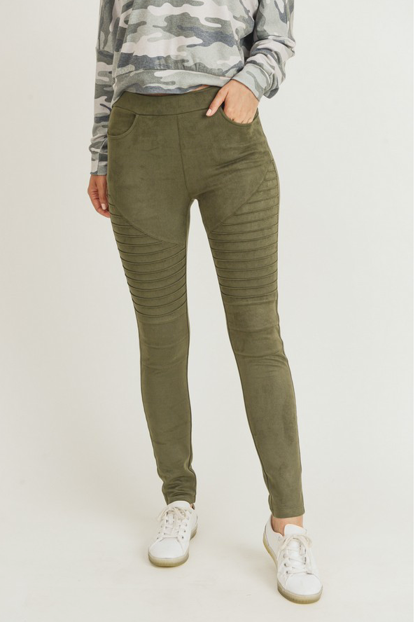 Moto Leggings - Olive