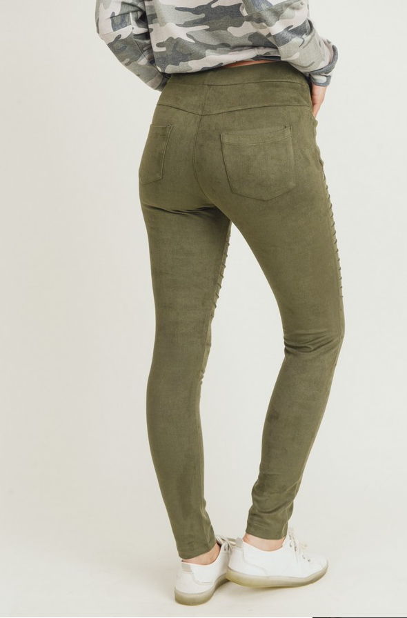 Moto Leggings - Olive