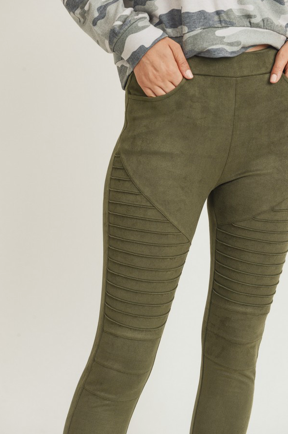 Moto Leggings - Olive