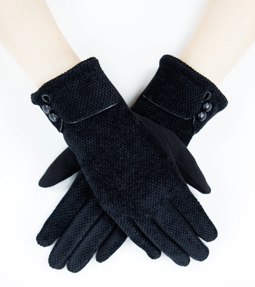 Chenille Gloves Black