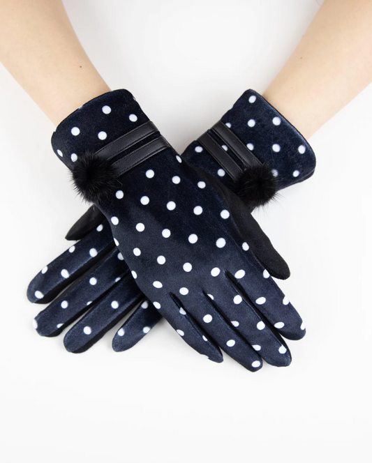 Polka Dot Faux Suede Gloves