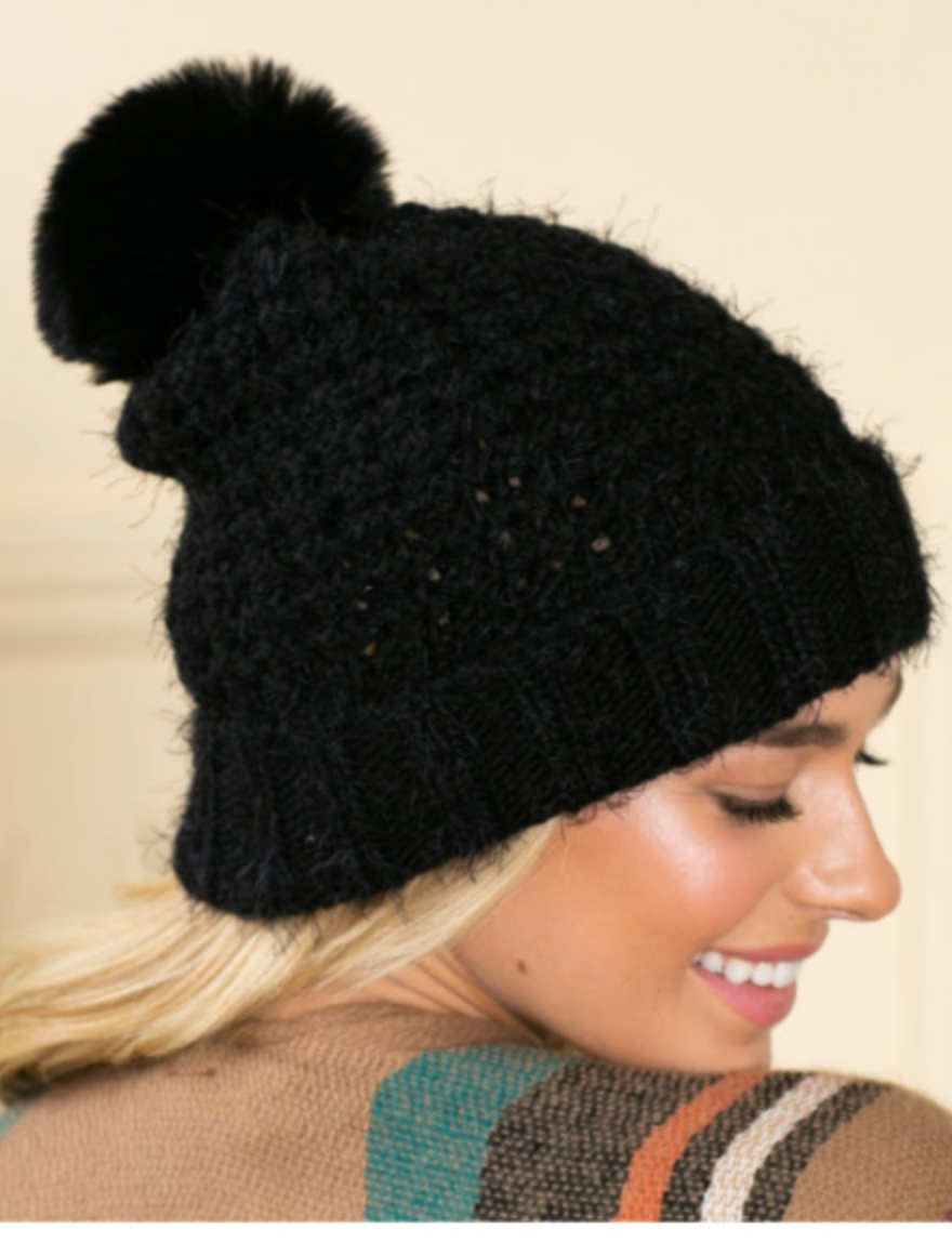 Beanie Pom Pom - Black