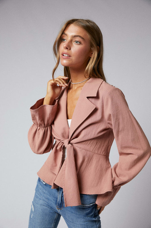 C090-J009 - Ruffle Tie Front Jacket