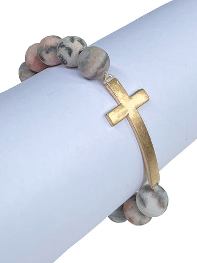 W400-CB2152GRY - Cross Bracelet