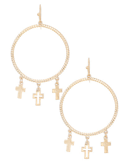 W400-HE2544WG - Cross Earrings