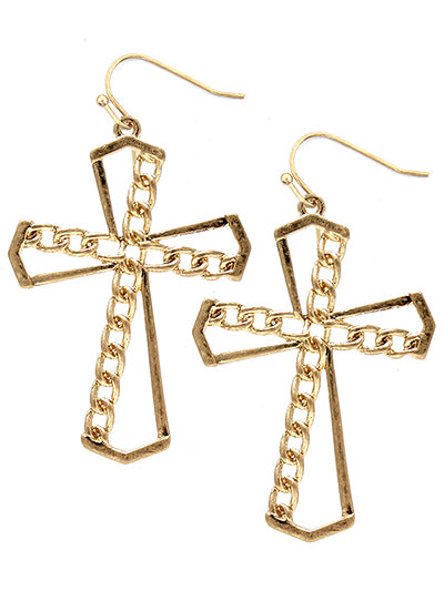 W400-HE3058WG - Cross Earrings