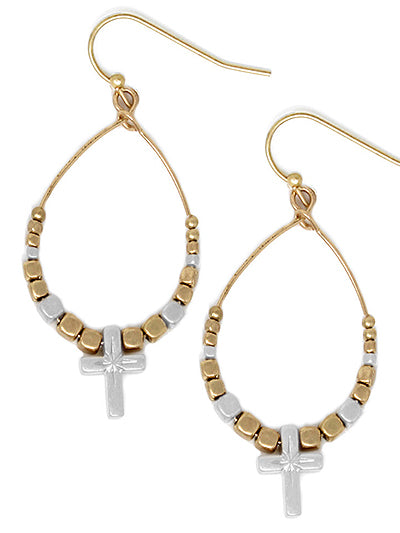 W400-HE3195WGWS - Cross Earrings