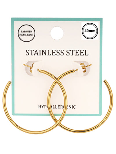 W400-PE7216GD - SS Hoop Earrings