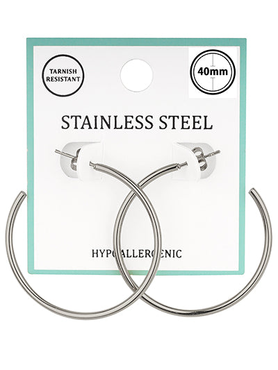 W400-PE7216RD - SS Hoop Earrings