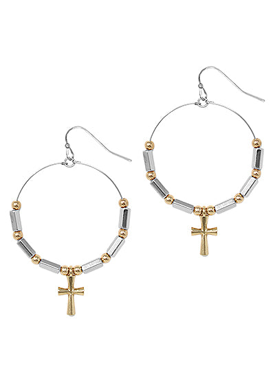 W400-QE2448RHGD - Cross Earrings
