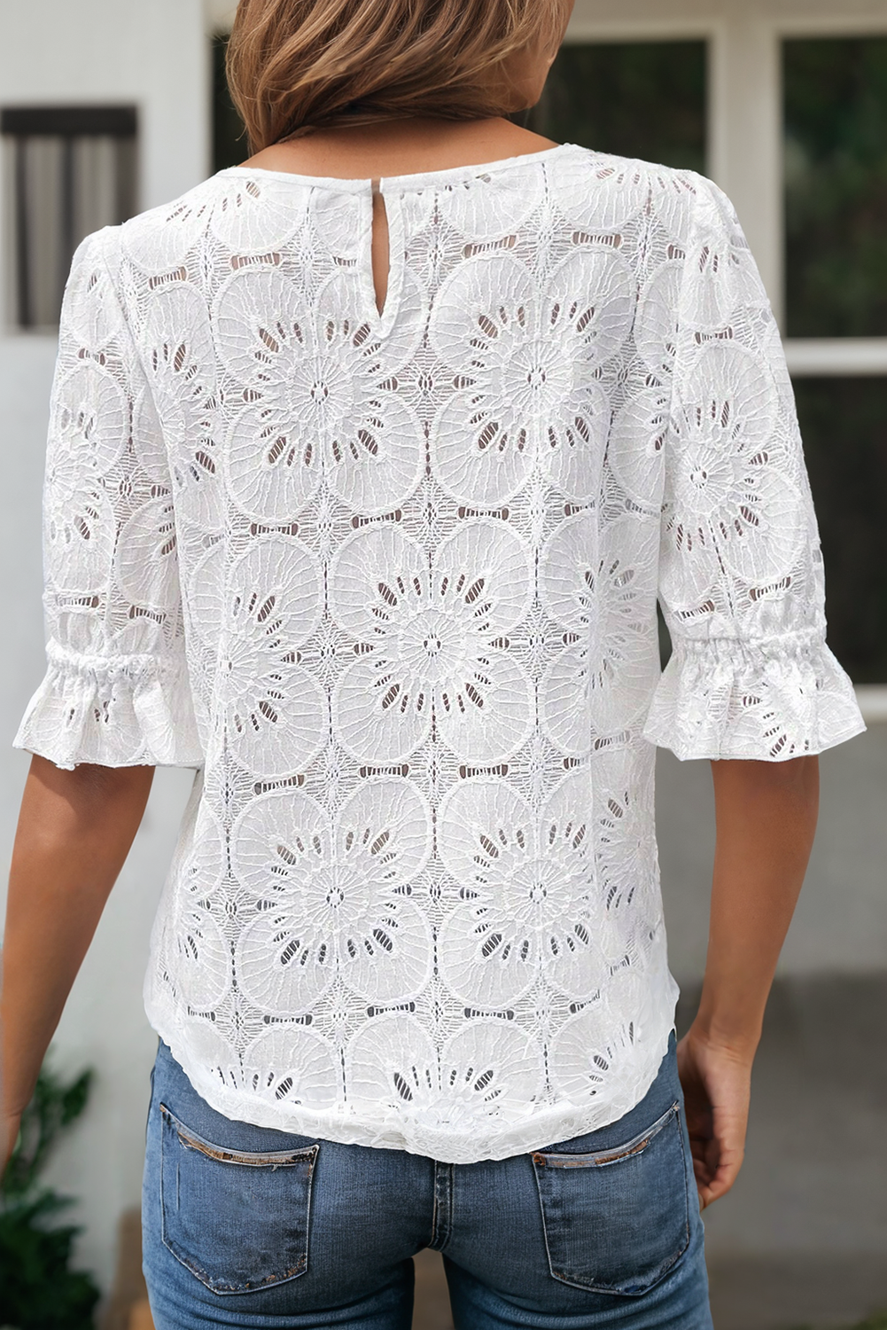 Jacquard Top- White