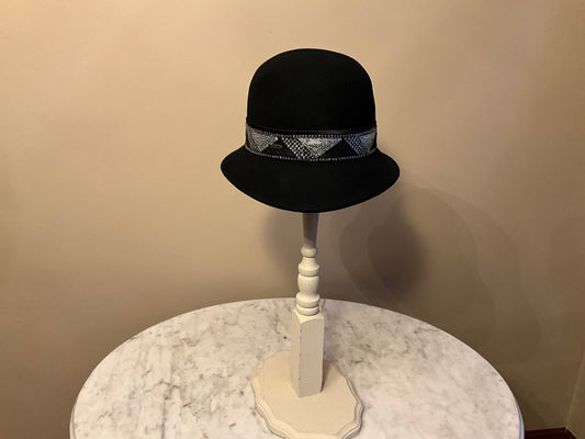 A195-AD1288A-Black Wool Felt Cloche Hat