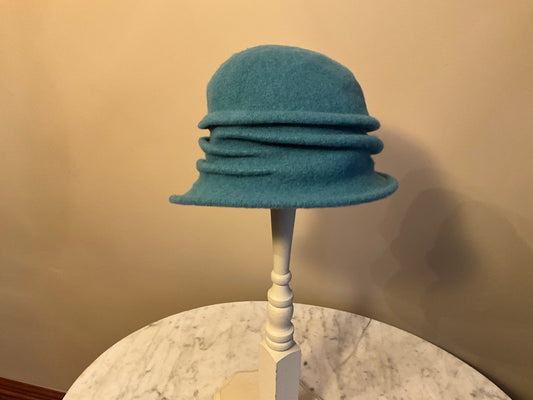 A195-AD1629B - Blue Soft  Wool Cloche Hat